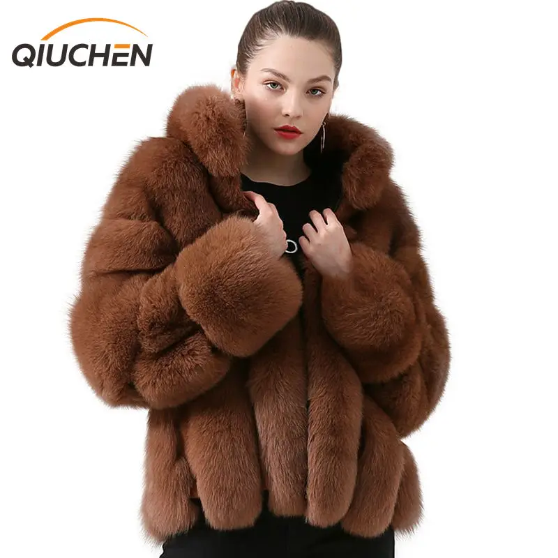 Новое поступление 2020 Женское зимнее плотное меховое пальто QIUCHEN PJ19018 роскошная