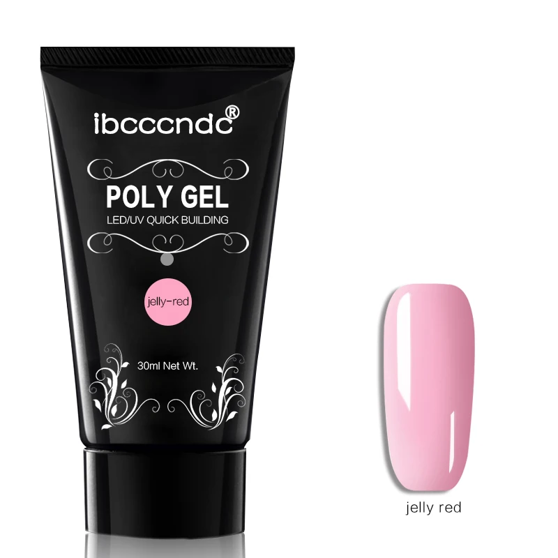 jelly red IBCCCNDC 30 г полигель для наращивания ногтей акриловый полигель Кристалл УФ светодиодный гель для наращивания ногтей - Цвет: jelly red