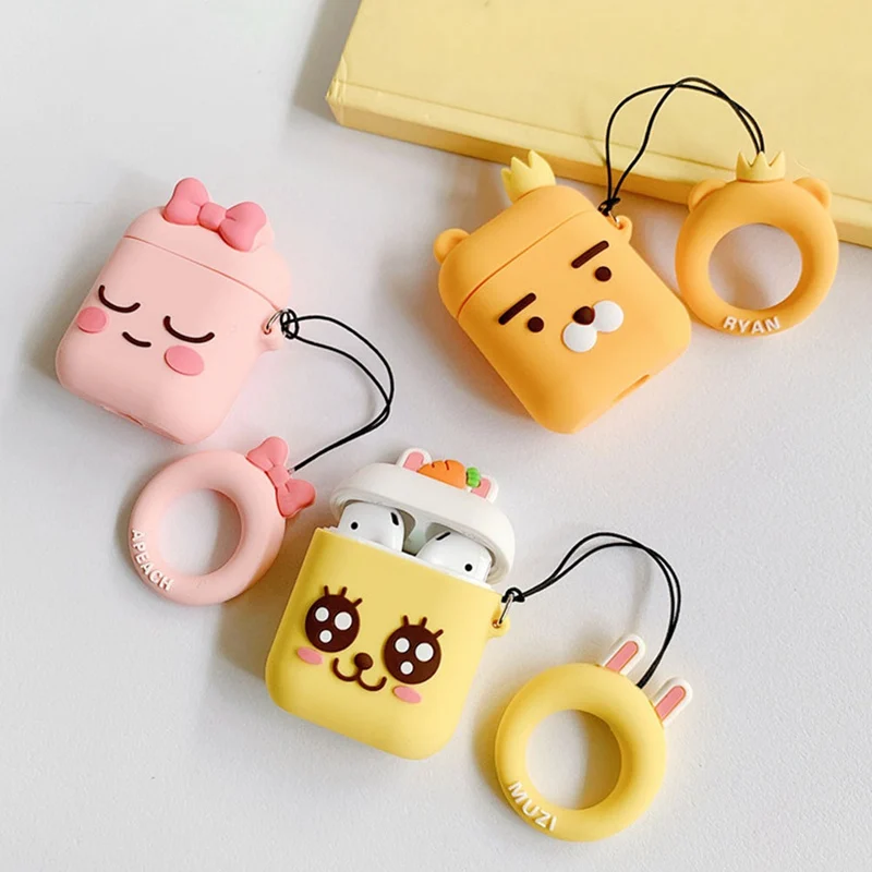 Мягкий силиконовый чехол с милыми животными, наушники для Airpods, Bluetooth, беспроводные наушники, защитный чехол