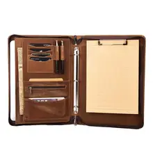 Ручная работа Винтаж Crazy horse кожа 3 кольца папка для Портфолио A4 папка, бизнес Органайзер Padfolio чехол с буфером обмена, коричневый