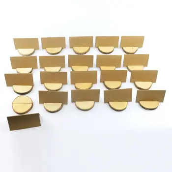 

20pcs Rustic Wooden Stump Place Card Holder Number Name Menu Stand Picture Clip D0LD