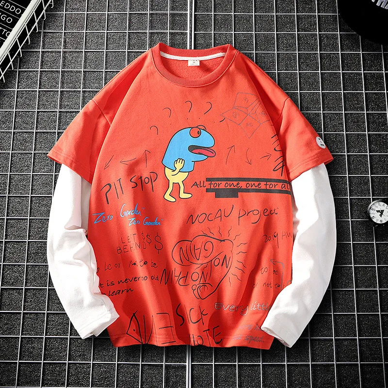 

2019 Autumn Students Casual Couples Joint Long-sleeved Sweater Large Size outside MEN'S Set