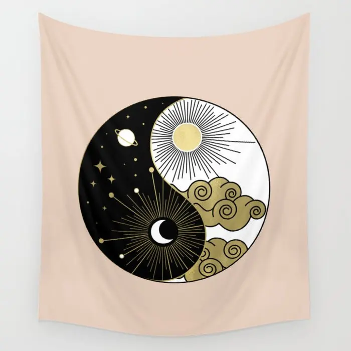 Yin and Yang Theme Tapestry Wall Hanging Room Carpet Dorm Psychedelic Sun Moon Tapestries Art Home Decoration Accessories | Дом и сад