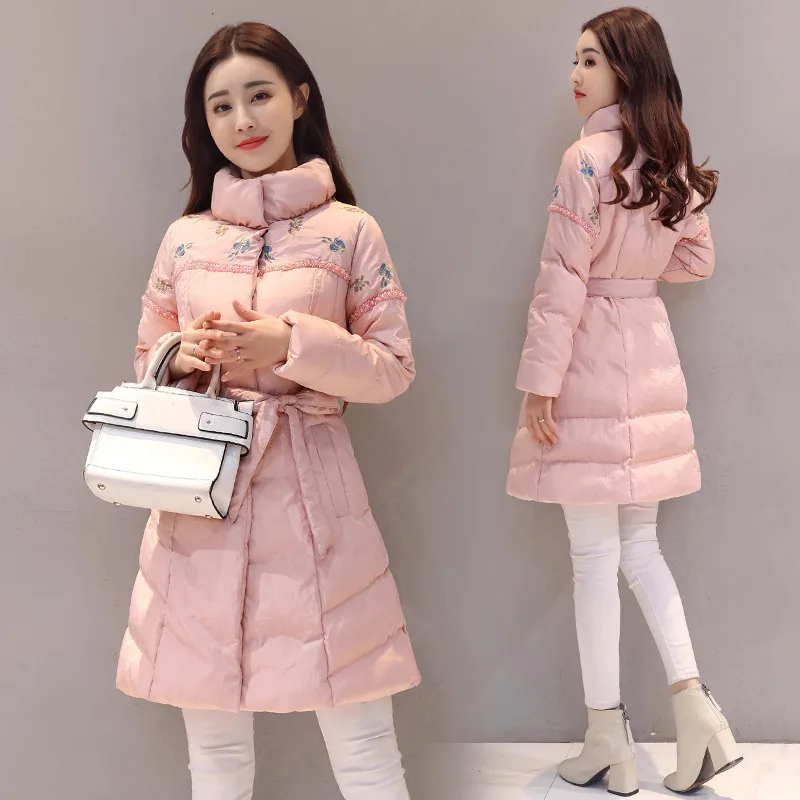

2018 Autumn & Winter New Style Korean-style Sweet Princess Waist Hugging qun bai shi Cotton-padded Clothes Cotton Coat Women's M