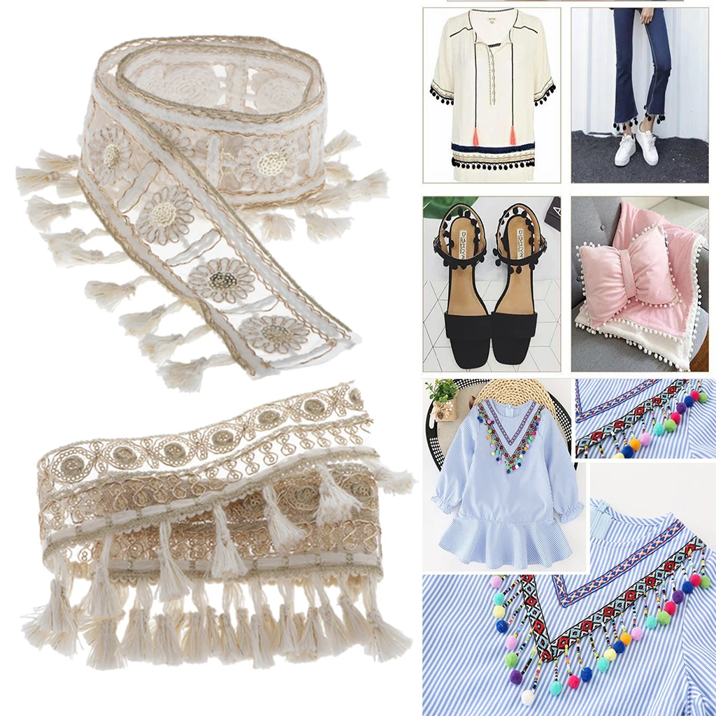 1yd Fringe Pom Pom Ribbon Lace Sewing Trim Braid Band DIY Craft Applique Decor