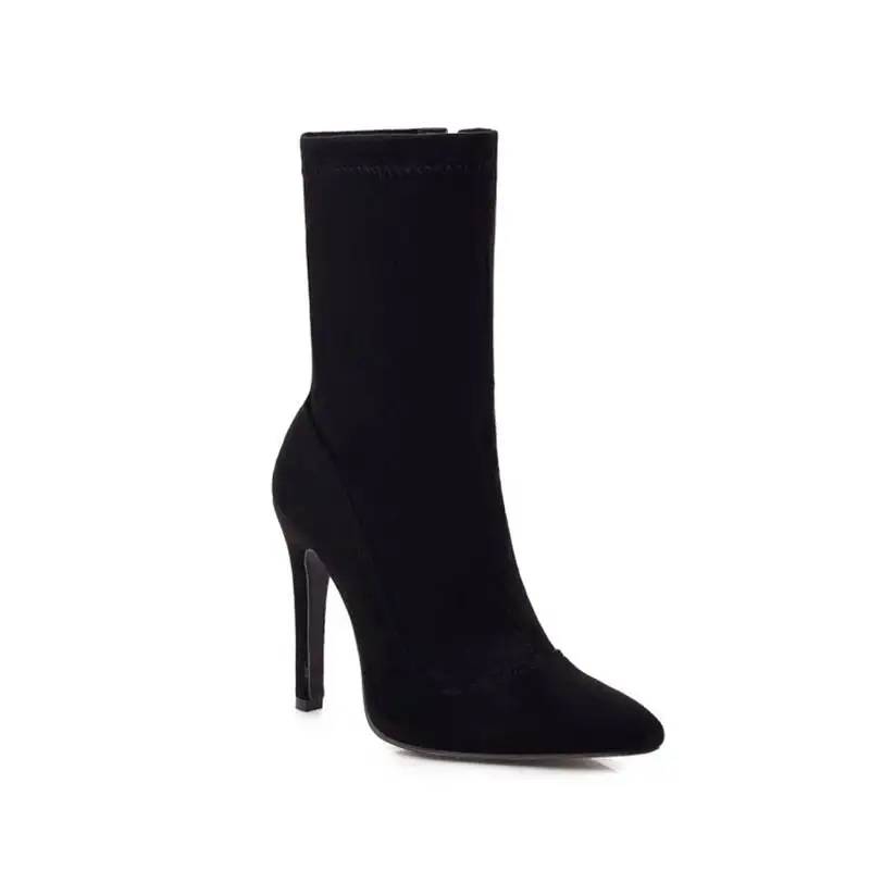 ORCHA LISA/Брендовая женская обувь женские ботинки размеры 31-43, осенние ботинки до середины икры обувь на молнии на высоком тонком каблуке 11 см пикантные вечерние ботинки