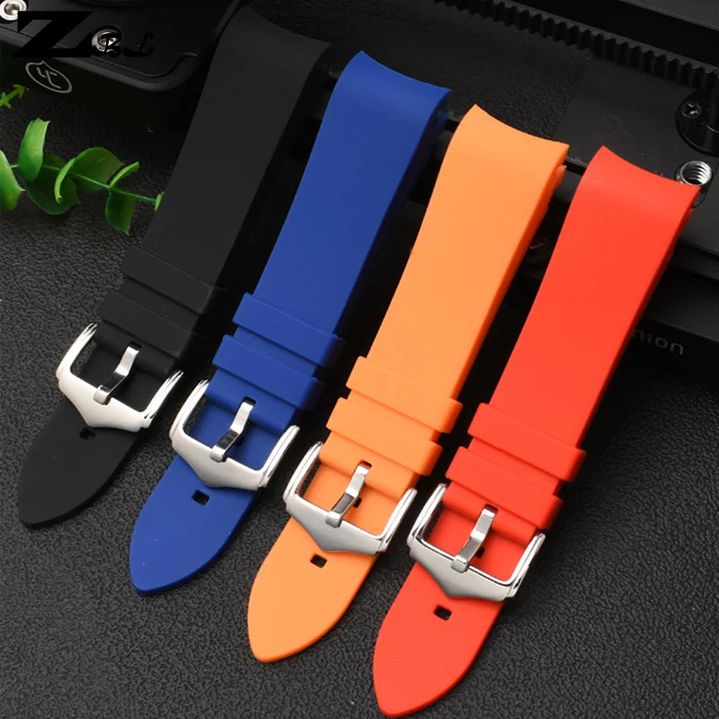 

curved end silicone Rubber watch strap for s-eiko o-mega Ti-ssot Ci-tizen Watchbands 18mm 20mm 22mm waterproof soft Watch band