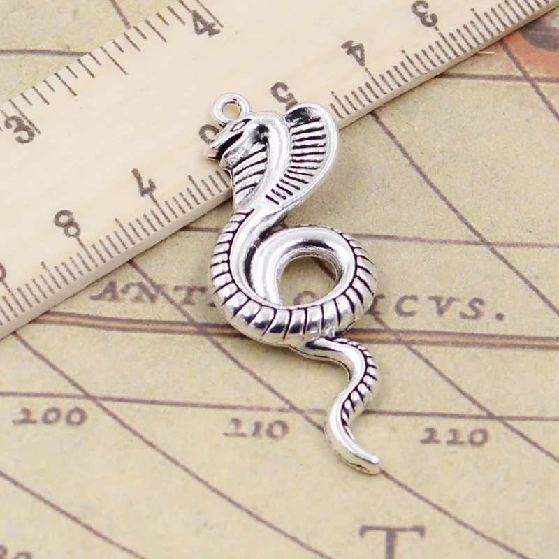 10 stücke Charms könig cobra schlange 49x19mm Tibetischen Bronze Silber Farbe Anhänger Antiken Schmuck, Die DIY Handgemachten handwerk