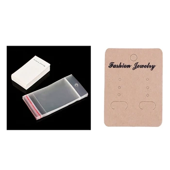 

HOT-100Pcs White Plain Earring Display Cards and Self Adhesive Bags & 100Pcs Light Coffee Earrings Jewelry Display Cards 7 x 5Cm