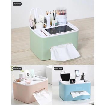 

2 In 1 Storage Case & Tissue Holder Dispenser for Bathroom Living Room Pink