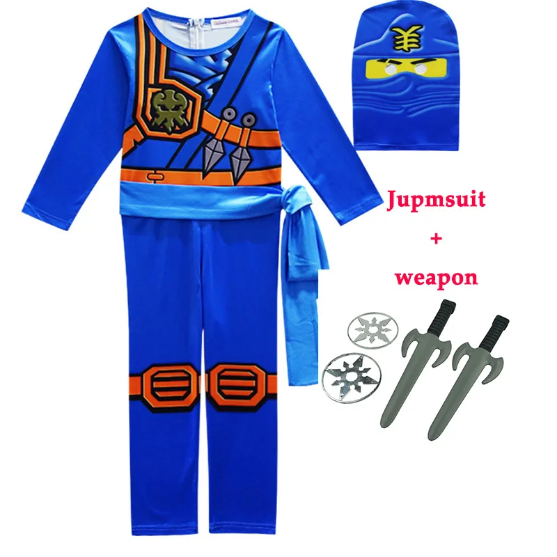 8819blue-B Ninjago/костюмы для мальчиков и девочек, костюм на Хэллоуин для детей, Рождественский костюм, одежда ниндзя, костюм супергероя, косплей, одежда ниндзя, комплекты - Цвет: 8819blue-B