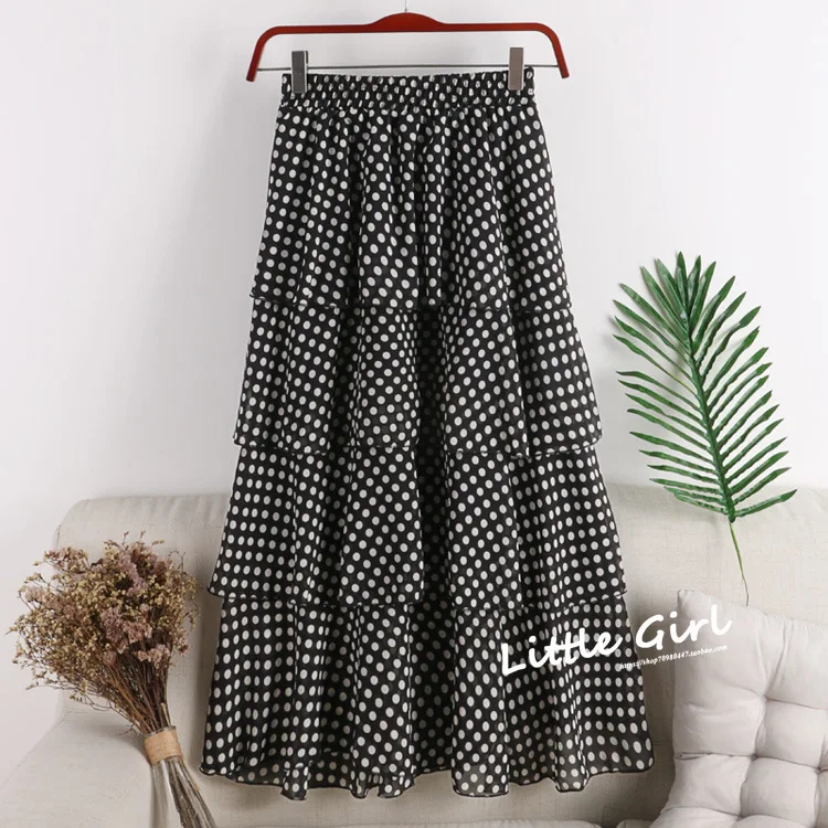 Женские юбки женские элегантные повседневные модные сексуальные с высокой талией ампир точка Сердце печати шифон торт юбка