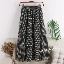 Женские юбки женские элегантные повседневные модные сексуальные с высокой талией ампир точка Сердце печати шифон торт юбка