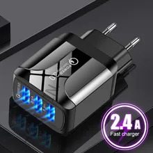 3 USB Butterfly light emitting charger 2.4 a IC solution for smartphone flat panel universal travel charging head