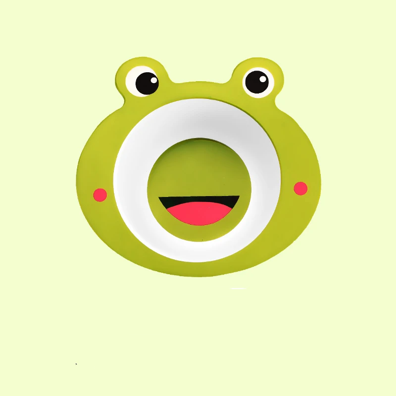 shy frog Solid Feeding Baby Food Bowl Dishes Kids Feeding for Baby Non-slip Cartoon Plate Children Bamboo Dinnerware Tableware Bamboo ECO - Цвет: shy frog