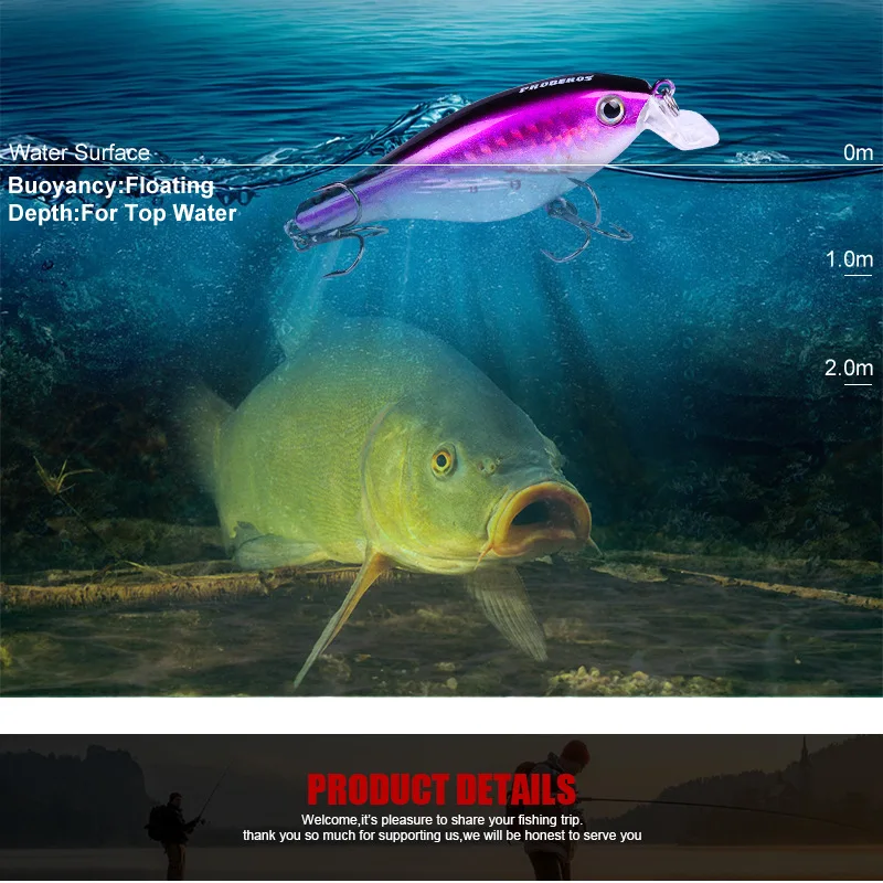 6 шт./компл. Topwater картина воблеры Пластик приманки для ловли рыбы, 3,"-8,4 см/11,09 г-0,4 oz VIB Bassbait 6 цветов блесна рыболовные снасти