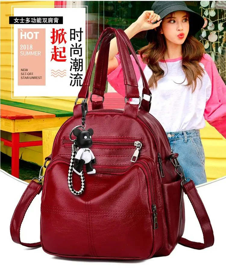 

2019 Hot Selling Fashion Pu Good Fabric Multi-functional Waterproof Backpack [Hanging Decoration And One Yuan]