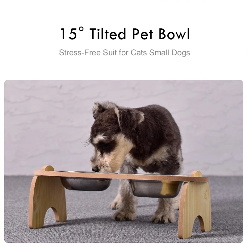 Поднятые миски для домашних животных кошек и собак деревянные поднятые воды с 2