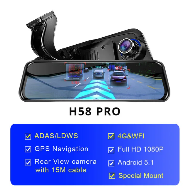 MaiYue star10''4G Android зеркало заднего вида DVR HD1080P автоматическая камера Спринт камера gps беспроводной ночного видения Автомобильный видеорегистратор - Название цвета: Gray
