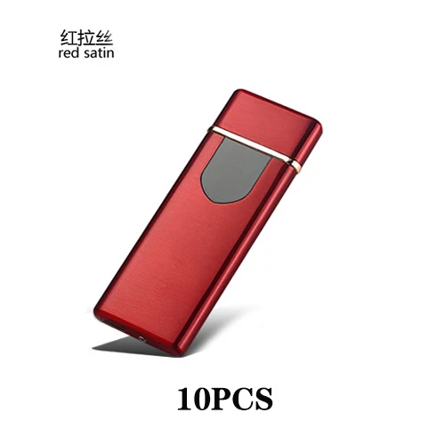 10PCS Red 10 шт./лот, зажигалка для зарядки, Электронная, ультратонкая, USB, прикуриватель, сенсорный, индукционный, чувствительный переключатель, электрические зажигалки, без газа - Цвет: 10PCS Red