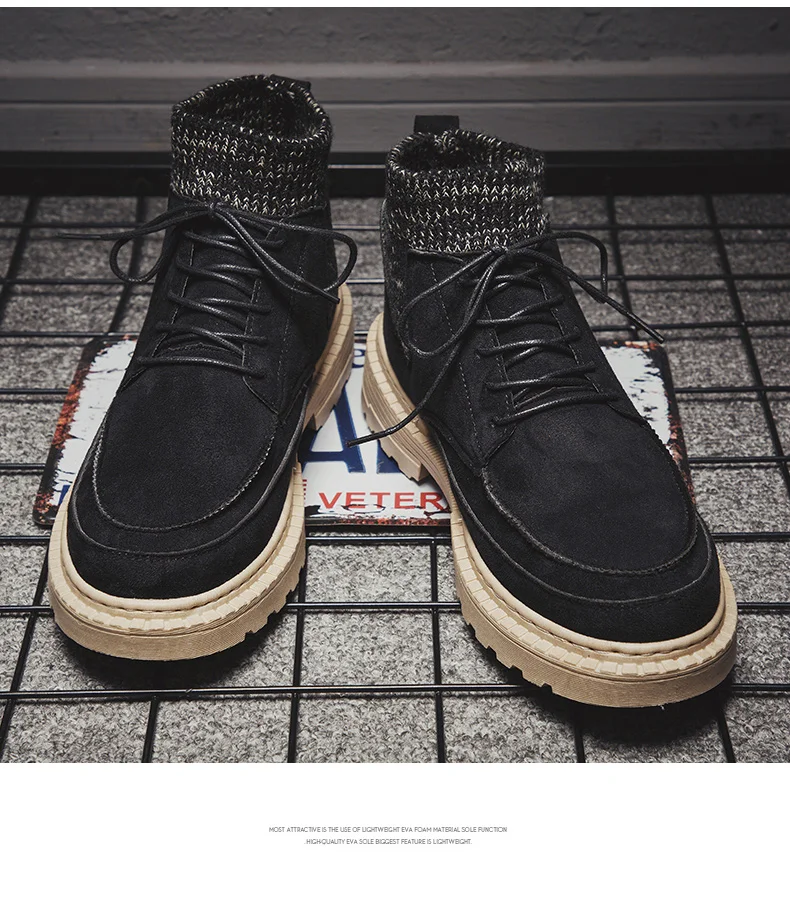 Модный стиль, мужские ботинки, высокое качество, модные зимние теплые рабочие ботинки, на шнуровке, мужские ботинки-дезерты, с круглым носком, обувь с высоким берцем, 38-55