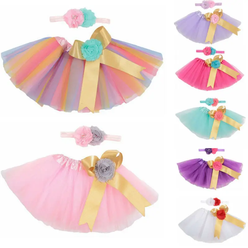 2020 Newly Baby Girls Newborn Tutu Skirt &amp Headband Outfit Set Photo Shoot Prop 0-2 Years |