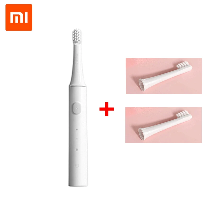White and 2pcs head Xiao mi jia T100 mi умная электрическая зубная щетка Xiao mi Sonic зубная щетка отбеливающая уход за полостью рта с насадкой-щеткой - Цвет: White and 2pcs head
