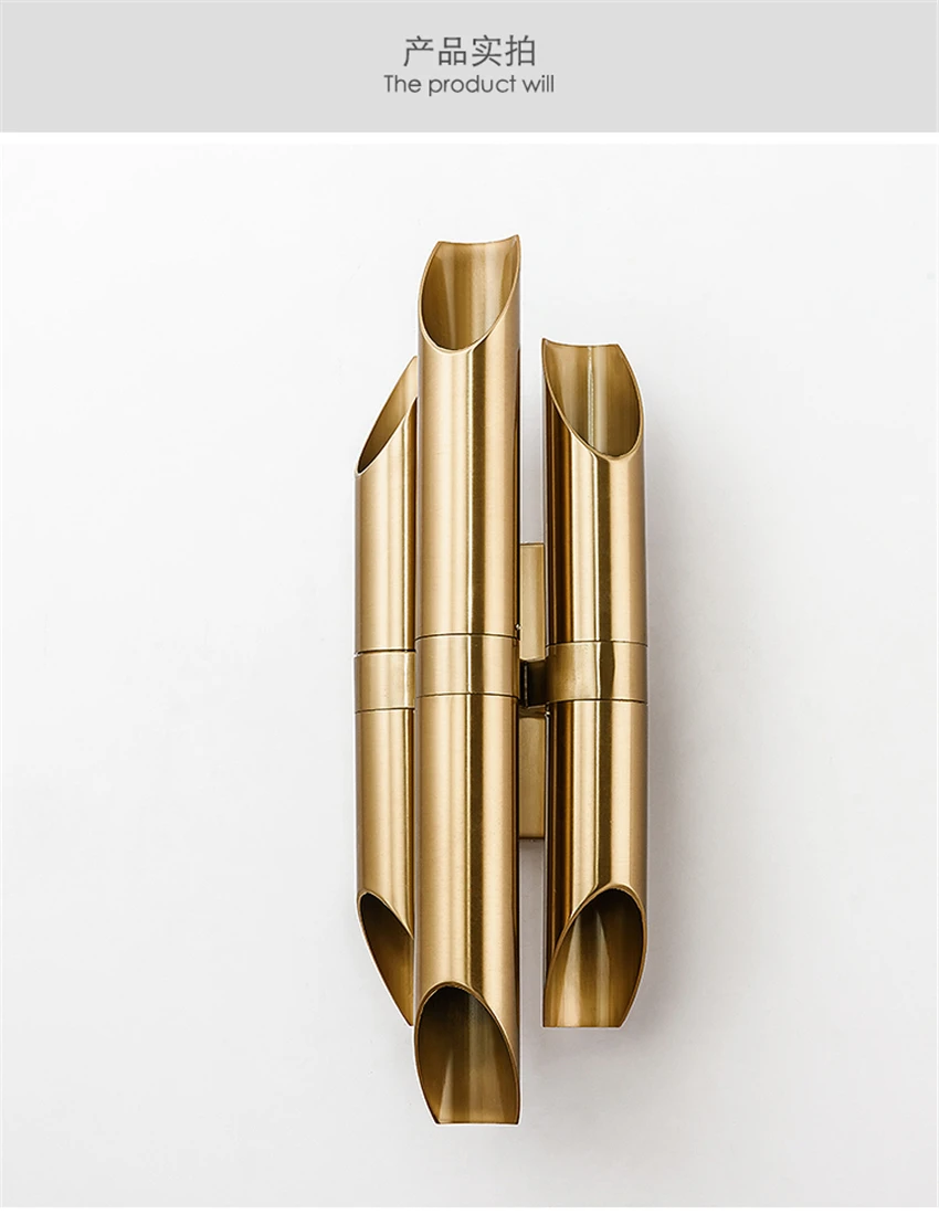 Post-modern Luxury Bronze Gold Wall Lamps Nordic Hotel Mirror Headlights Living Room Bedroom Hallwall Sconce Wall Lights Fixture