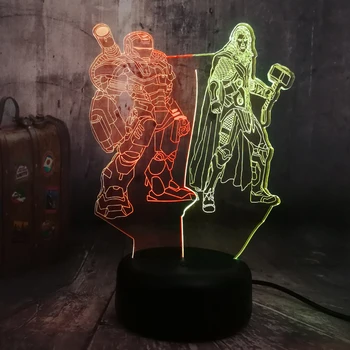 

Marvel Thor iron Man The Avengers 3D Night Light Mixed Color Baby Desk Lamp Home Decor Kid Toy Fans Birthday Christmas toys
