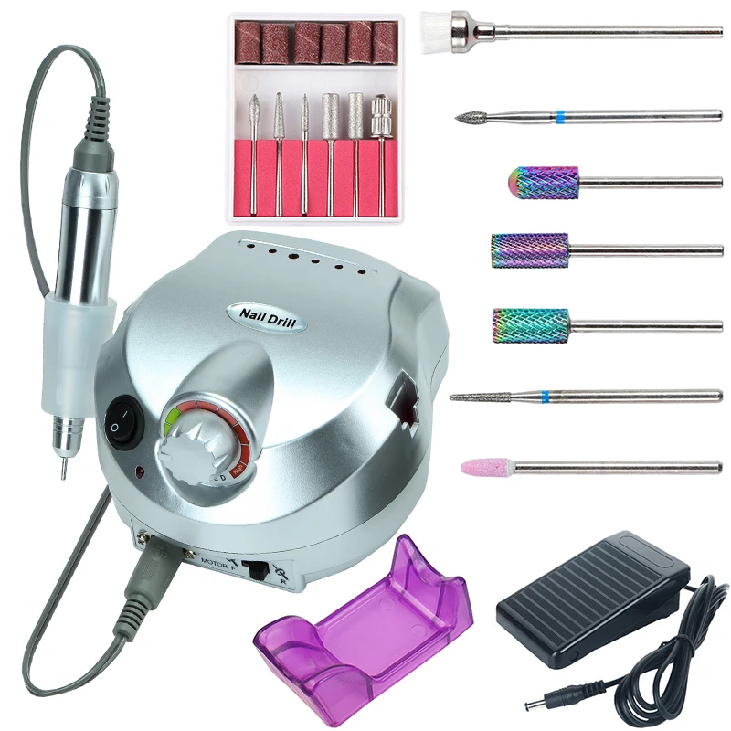 

35000/20000 RPM Electric Nail Drill Machine Carbide Ceramic Drill Bits Set Manicure Kit Pedicure Gel Remover Strong Nail File