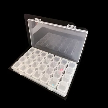 

1 PC Nail Tool Jewelry Receiving Box 28 Lattices Transparent Jewelry Receiving Box Removable Box CC229