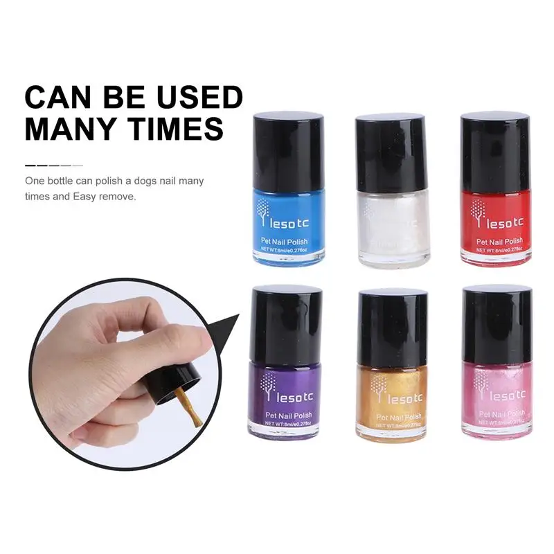 6pcs Non-toxic Water-base Healthy Ingredients Pet Dog Nail Polish Pet  Supplies Eco-friendly Fashion For Darker Colored Dog Nails - Dog  Accessories - AliExpress