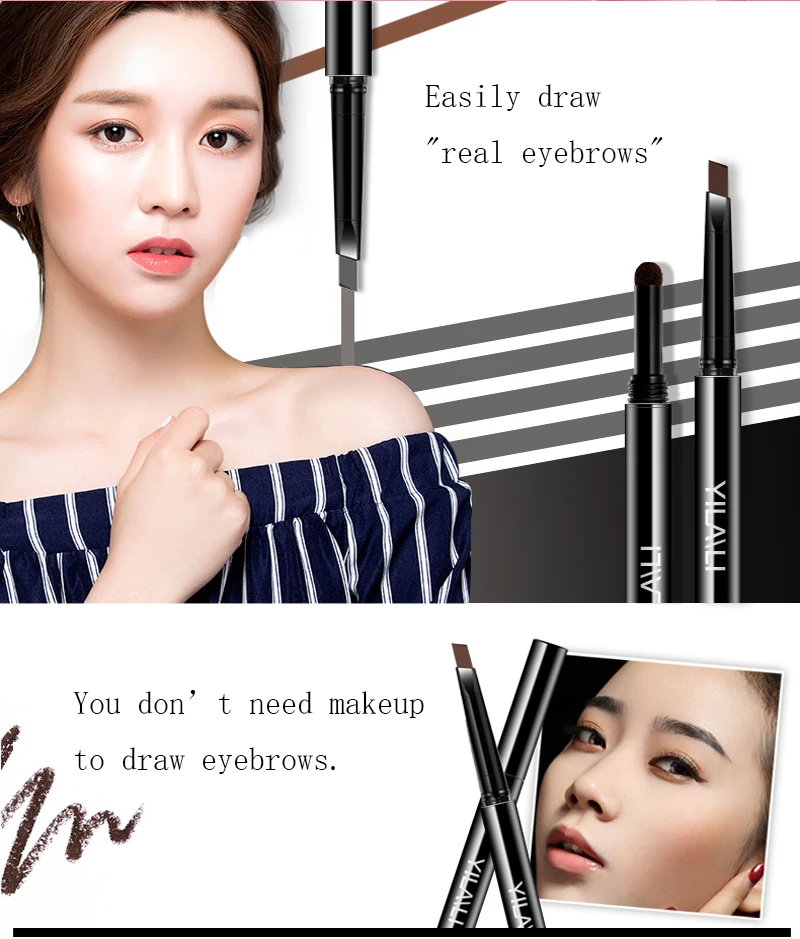 Карандаш для бровей двойной карандаш для бровей водонепроницаемый и от потения стойкий не цветущий может вращать треугольник бровей натуральный макияж