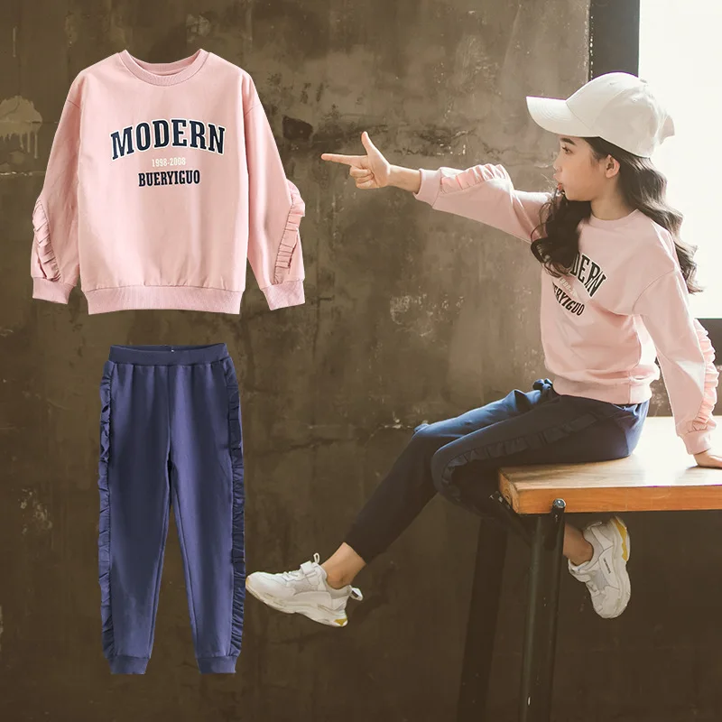 

Childrenswear Girls Autumn Clothing 2018 New Style Autumn Hoodie Big Boy Western Style Two-Piece Set Children Fashionable Sports
