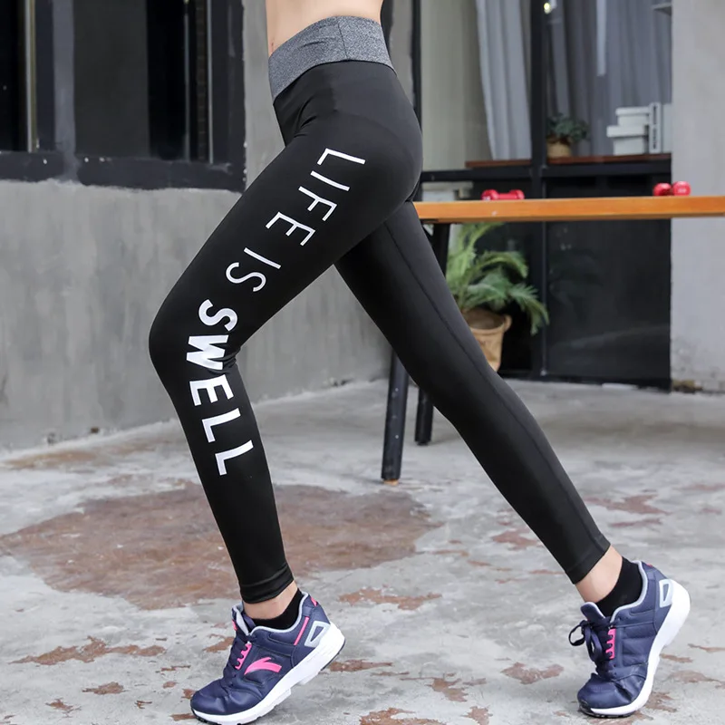Female Black Pants Fitness Summer Tight Elasticity Quick-Dry Capri Pants Yoga Slimming Running Training Athletic Pants Thin