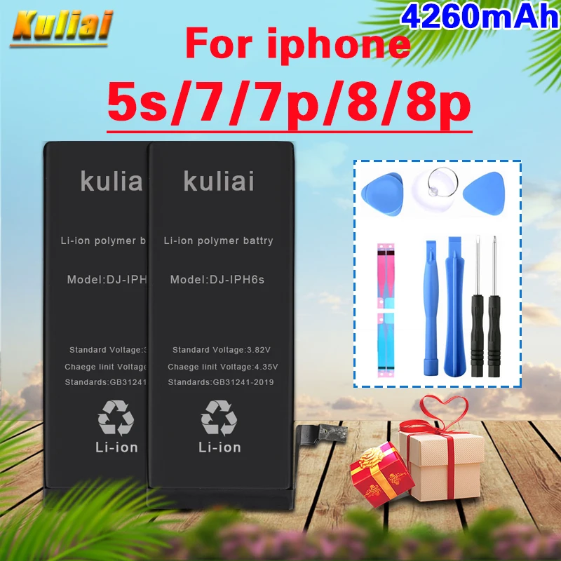 Оригинальная батарея для мобильного телефона Kuliai для iPhone 7 5s 8 Plus, сменная батарея высокой емкости, внутренняя батарея для iPhone 7 p