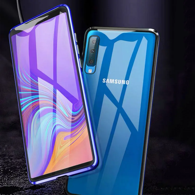 Магнитный адсорбционный магнит, чехол для телефона samsung Galaxy S10 Lite S9 S8 Plus Note 10 Pro A50 A60 A70, двойное закаленное стекло