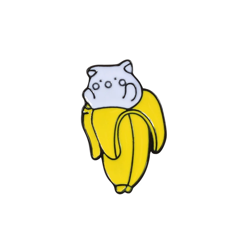 banana Kitty Вселенная GOOD VIBES чашка Эмаль Булавка кошки книга банан котенок значок Броши Булавки на лацкан для джинсовых курток сумка мультфильм Ювелирные изделия Подарки - Окраска металла: banana Kitty