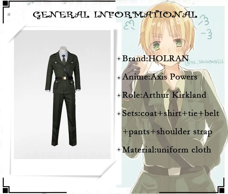 Горячая лучшие Hetalia держав оси (aph) Англия (Великобритания) Костюмы для косплея армии единый набор