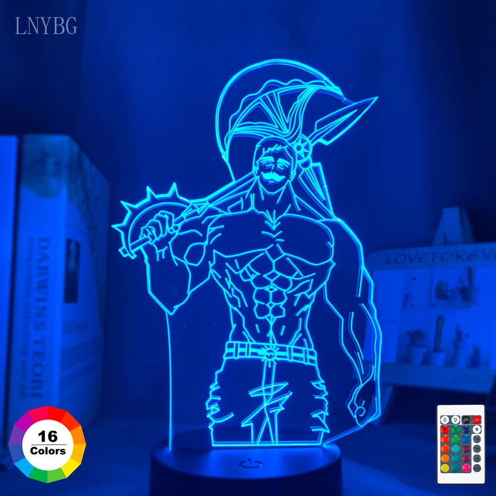 The Seven Deadly Sins Escanor 3D Night Light Led Anime Lamp RGB Remote 16 Clours Anime Decor Birthday Gifts Christmas Gifts Anime Gifts