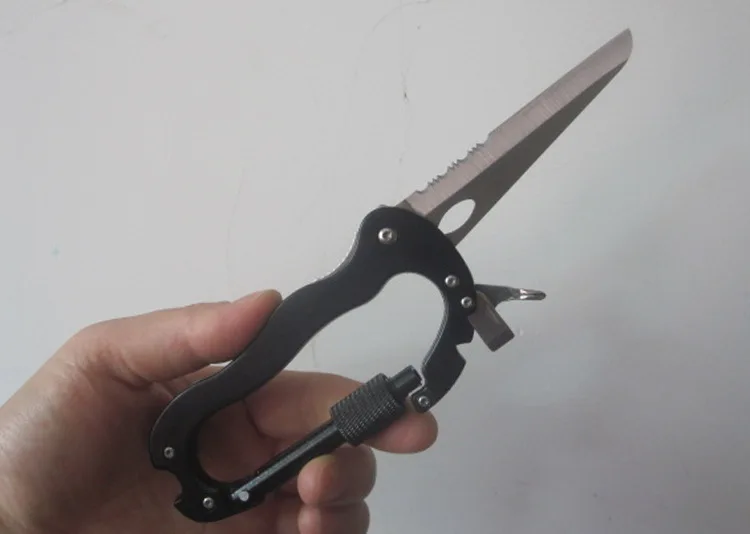 Многофункциональный нож-карабин пять в одном Открытый QuickDraw Buckle Backsaw e d c инструмент d-типа карабин складной нож