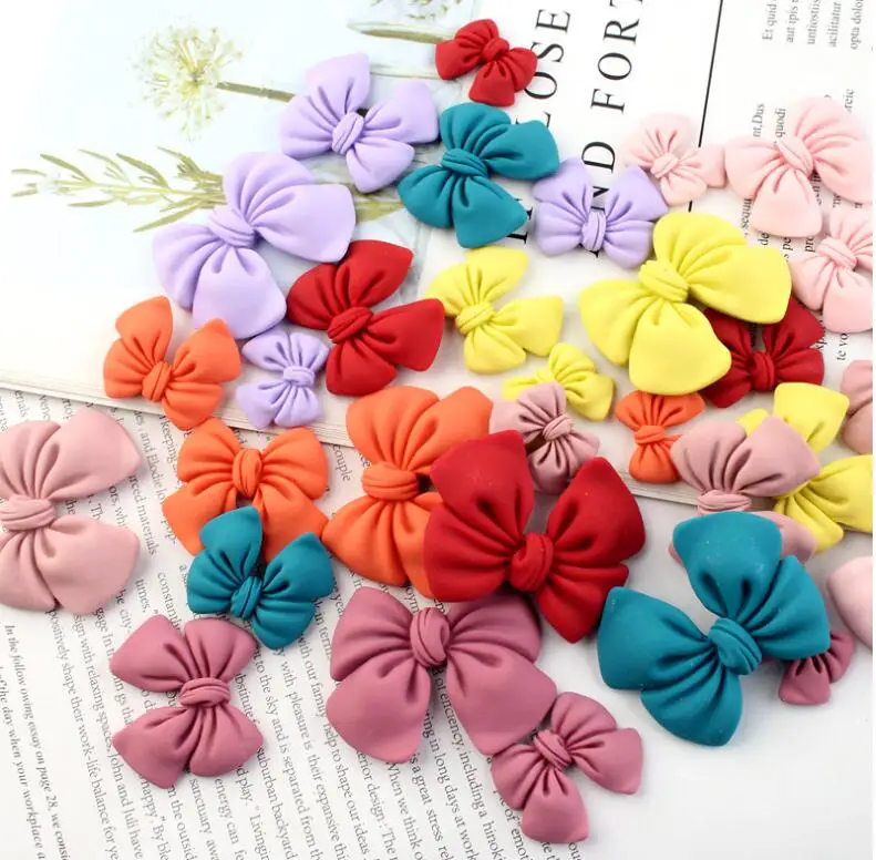 10pcs/lot Resin Kawaii Bow Flatback Cabochon Embellishments Scrapbooking DIY For Hair Bow Jewelry Accessories