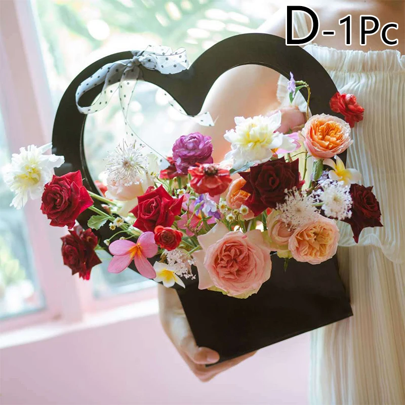 Color : Black Portable Flower Box Large Florist Packaging Box Foldable Flower Arrangement Vase Wedding Decor Paper Gift Bags 