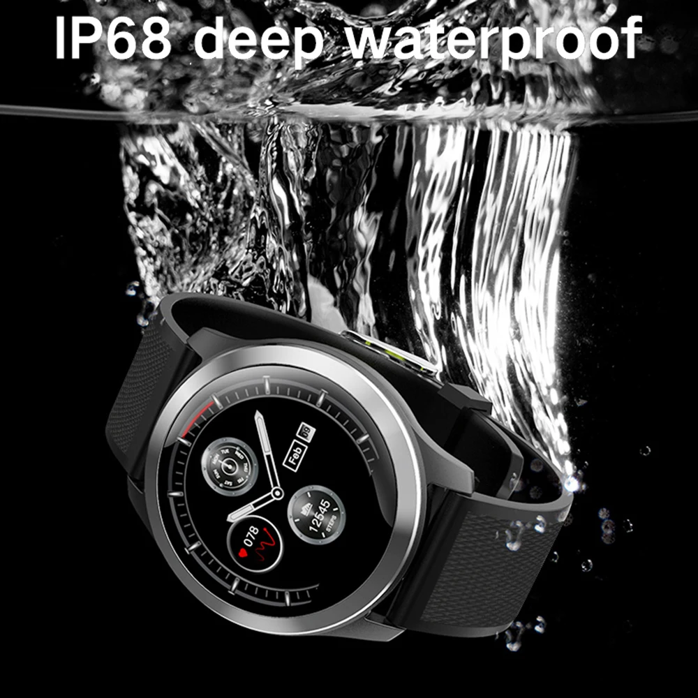 LEMFO Z03 PPG + ЭКГ 1 22 дюймов круглые мужские Смарт часы IP68 водонепроницаемый монитор