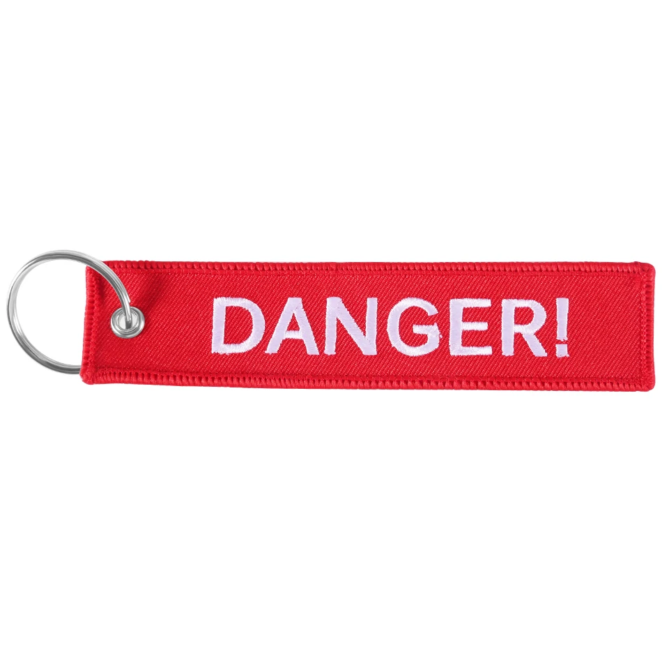 Red Danger Удалите перед полетом автомобильные брелки Berloques Красная Вышивка Выделите брелки цепочки ювелирные изделия авиационные подарки chaviro Masculino - Цвет: Red Danger