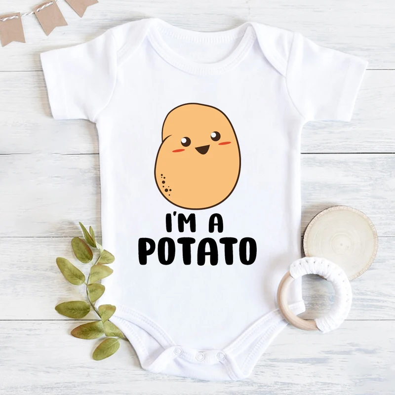 I Like Potatos Design Newborn Bodysuit Short Sleeve Jumpsuit Funny Potato Gift Baby Boy Clothes Simple Toddler Shirt Romper 4