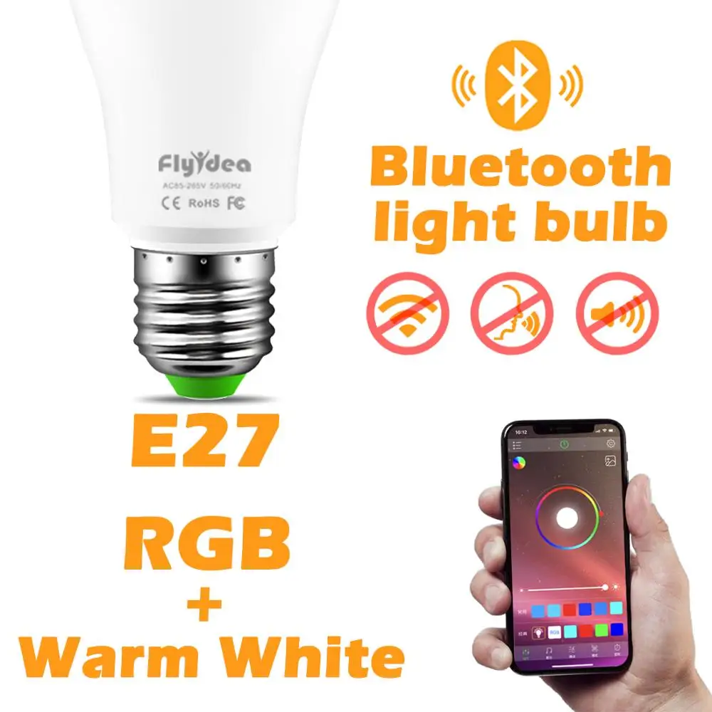 E27 RGB WW Беспроводной цветомузыкальный Bluetooth Громкоговоритель Светодиодный 10 Вт RGB волшебная лампа E27 изменение цвета лампочки умное Домашнее освещение Совместимо с IOS/Android - Испускаемый цвет: E27 RGB WW