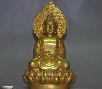 

Tibet Buddhism bronze 24k gold Gilt Medicine Buddha Sakyamuni Shakyamuni statue