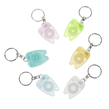 

2Pcs 15 Meters Dental Floss Keychain Mini Health Hygiene Key Ring Portable Random Color New