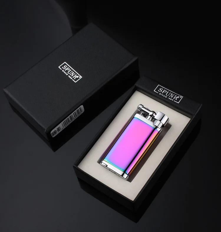 Chính Hãng Xiên SPUNK Thuốc Lá Điếu Xì Gà Ống Gas Bật Lửa Kèm Tẩu Thuốc Lá Tam Giác Cá Tính Kim Loại Retro Đính Đá Cánh Tay Bật Lửa Tặng